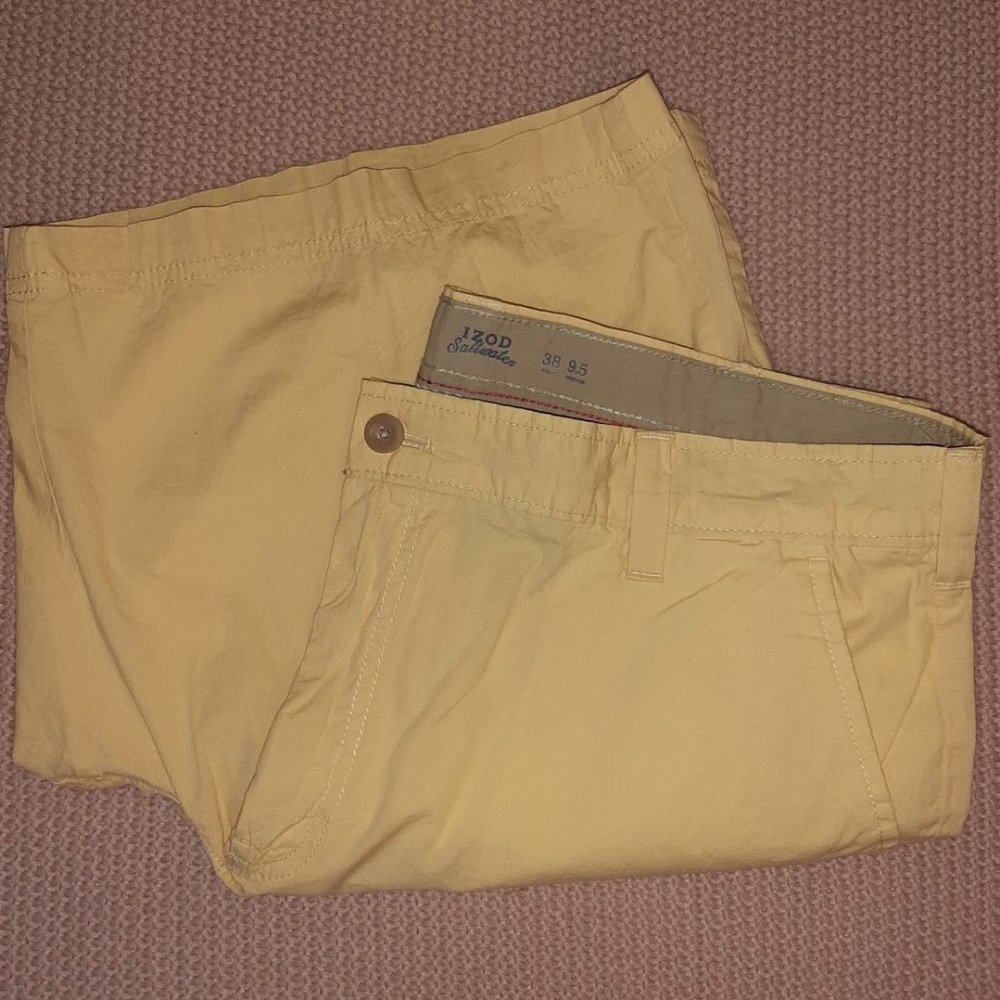 NWT IZOD Mens Saltwater Shorts Flat Front 38